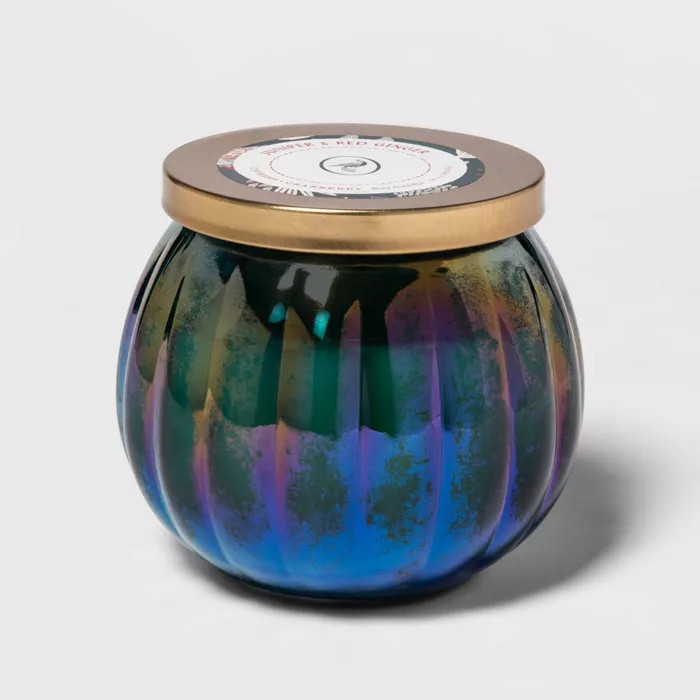 14oz Lidded Iridescent Glass Jar Juniper and Red Ginger Candle - Opalhouse™ | Target