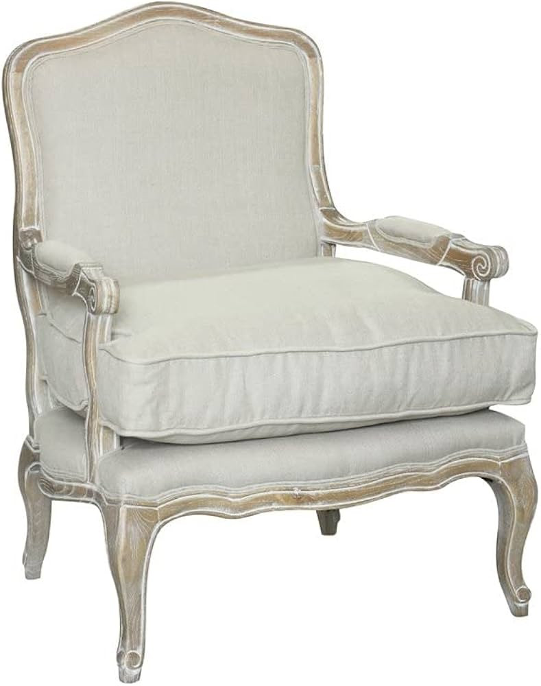 American Home Classic Rodney 24" Farmhouse Linen Fabric Lounge Chair in White | Amazon (US)