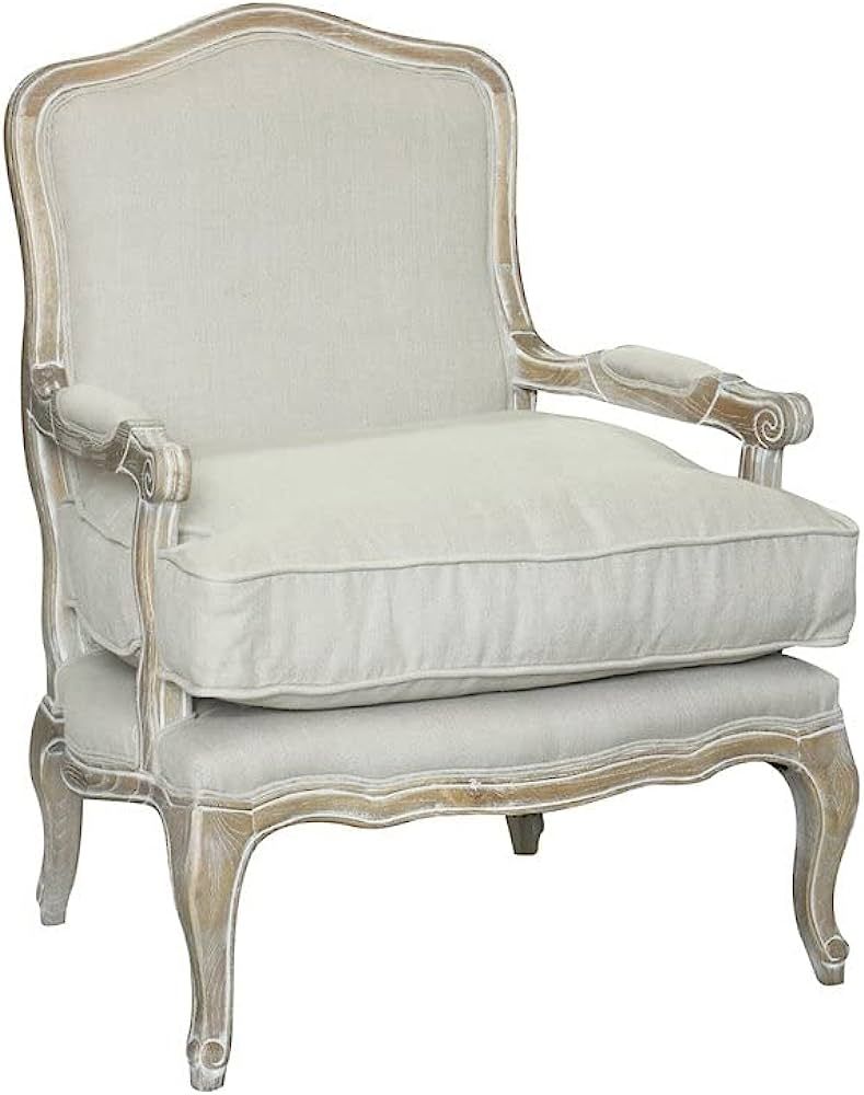 American Home Classic Rodney 24" Farmhouse Linen Fabric Lounge Chair in White | Amazon (US)