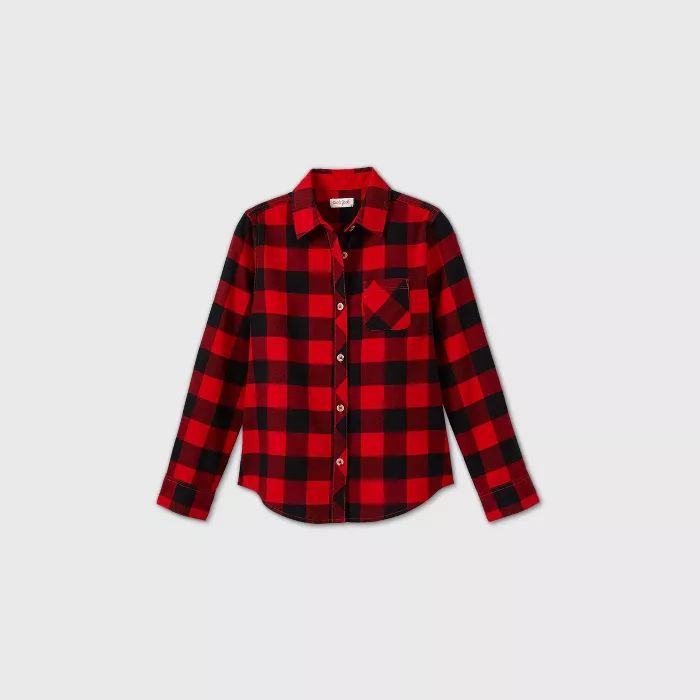 Girls' Long Sleeve Woven Button-Down Shirt - Cat & Jack™ | Target