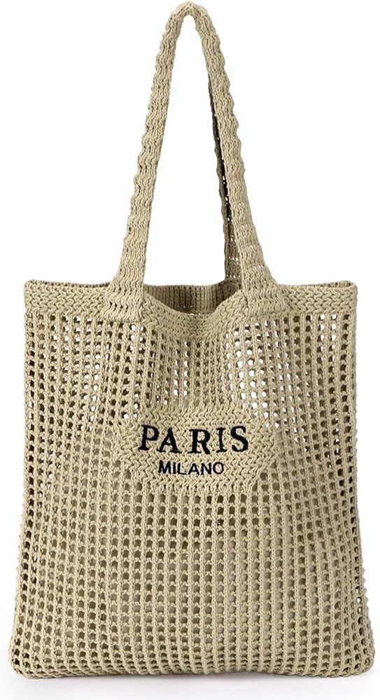 Ayieyill Crochet Tote Bag For Women, Crochet Mesh Beach Tote Bag Summer Vacation Aesthetic Boho K... | Amazon (US)