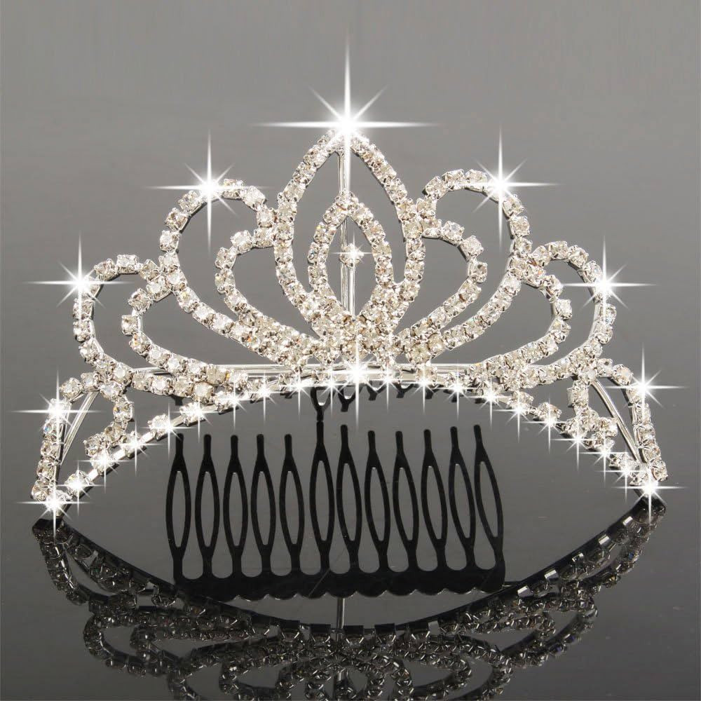 Bseash Mini 4.4" Silver Crystal Tiara Crown Headband Princess Elegant Crown with combs pin for Wo... | Amazon (US)