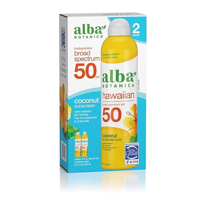 Alba Botanica Hawaiian Coconut Sunscreen, Spray Broad Spectrum SPF 50 Sunscreen, Water Resistant ... | Amazon (US)