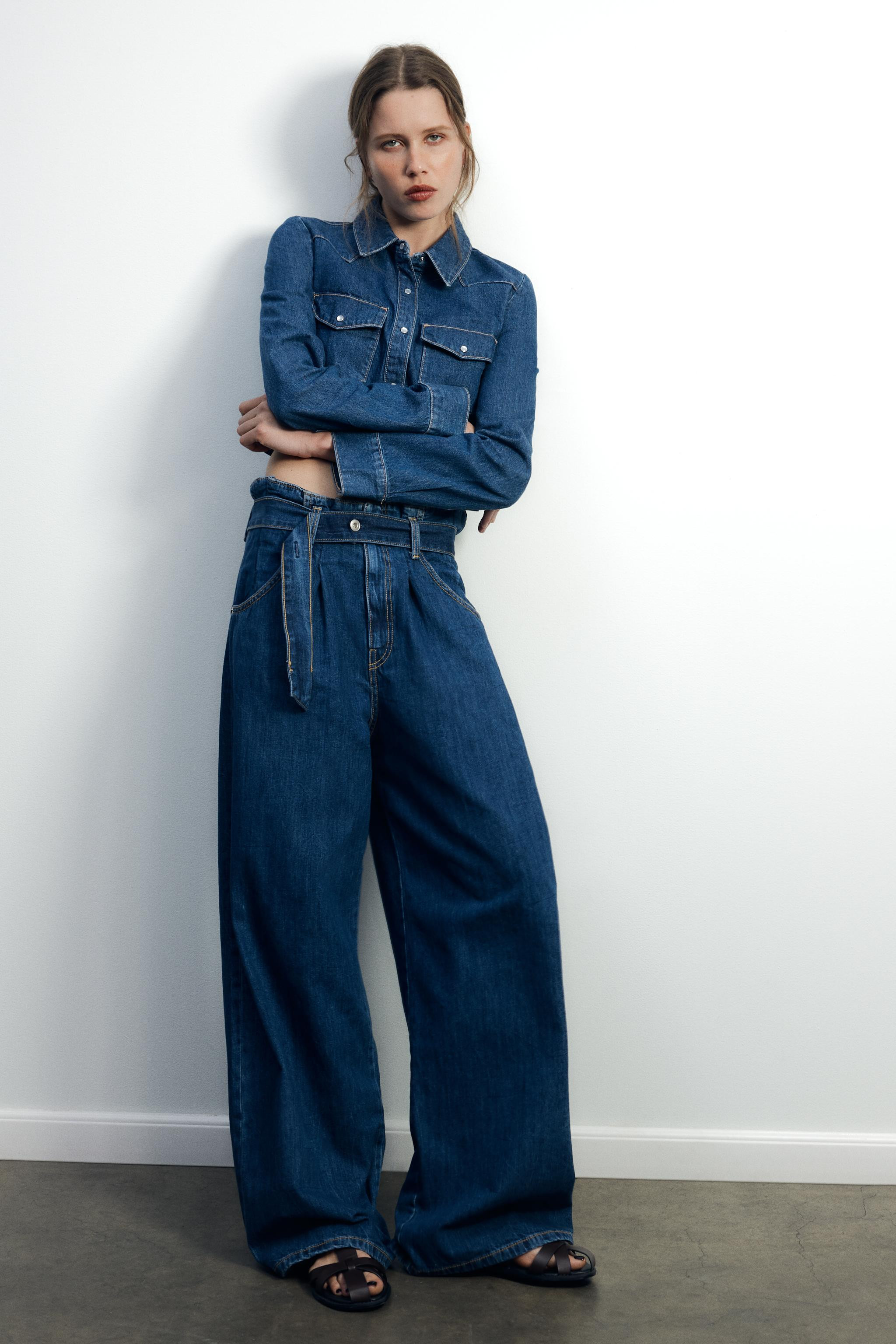 TRF PAPERBAG HIGH-WAISTED JEANS | Zara US