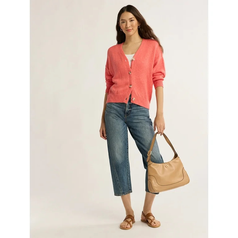 Time and Tru Women’s Cotton Boyfriend Cardigan Sweater, Lightweight, Sizes XS-XXXL | Walmart (US)