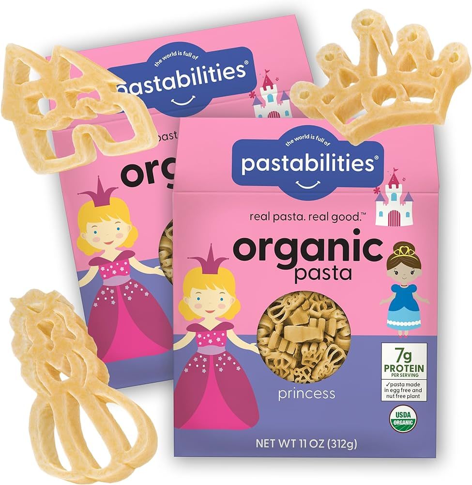 Pastabilities Organic Kids Pasta, Fun Princess Shaped Noodles, Non-GMO Natural Wheat Pasta (11 oz... | Amazon (US)