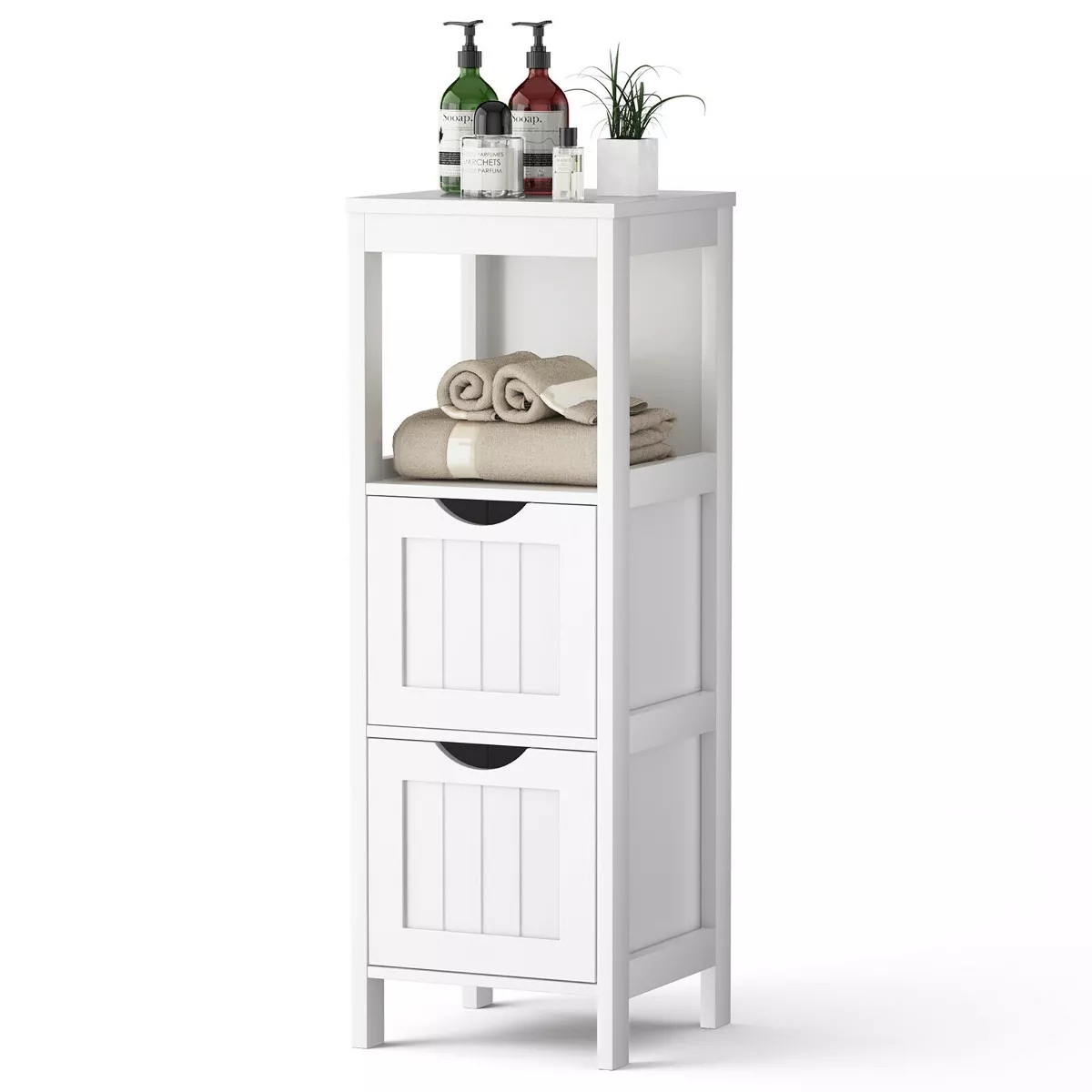 Costway Floor Cabinet Multifunction Bathroom Storage Organizer Rack w/2 Drawers | Target