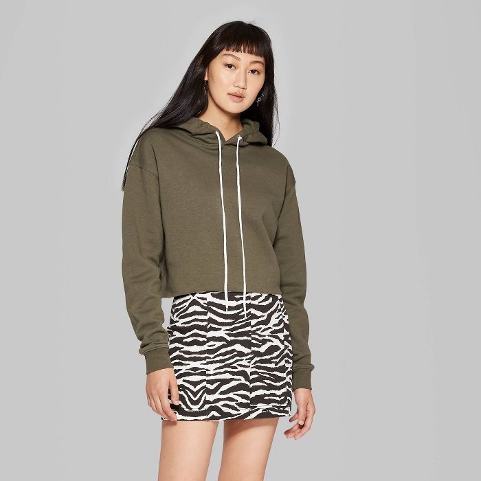 Women's Long Sleeve Cropped Hoodie - Wild Fable™ Olive | Target