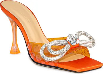 Mach & Mach Hearts Crystal Double Bow Square Toe Slide Sandal | Nordstrom | Nordstrom Canada