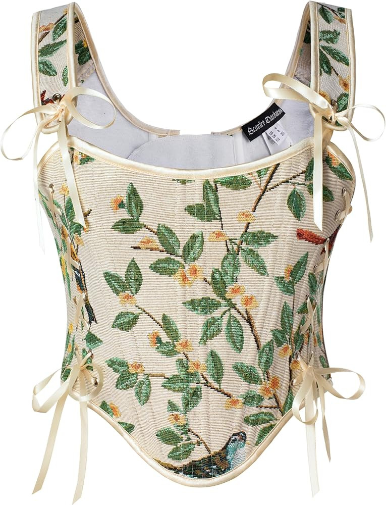 Scarlet Darkness Corset Tops for Women Renaissance Lace Up Floral Bustier Tops Size 6-16 | Amazon (US)