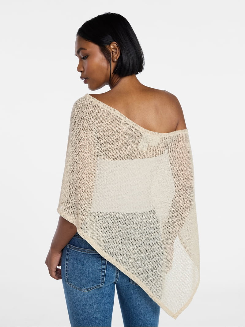 No Boundaries Asymmetrical Hem Knit Poncho Top, Women's XXS-XXL | Walmart (US)