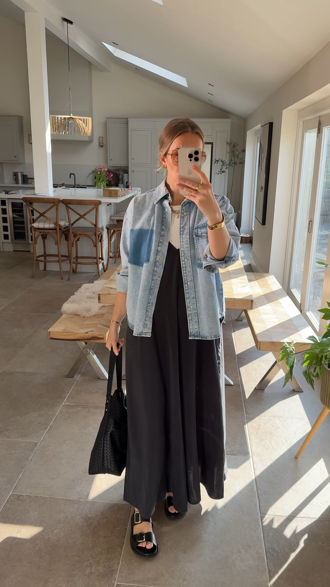 Add a denim jacket- nearly every wardrobe has one 😉 
This shirt style is sold out but I’ll link some alternatives. 

#LTKspring #LTKsummer #LTKdresses