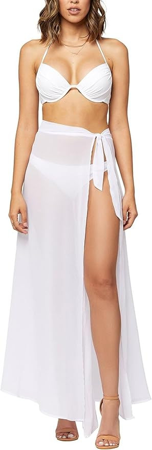 Conceited Women’s Cover Ups for Swimwear - Sheer Chiffon - Sarong Wrap Skirt Bathing Suit for B... | Amazon (US)