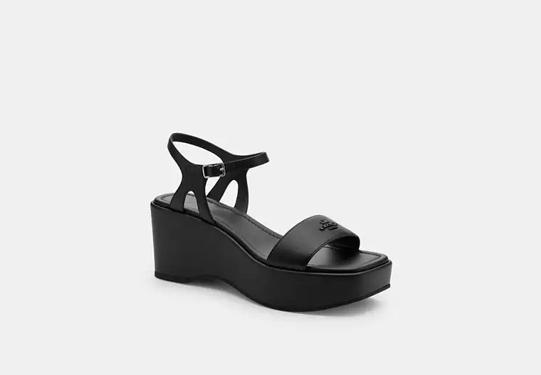 Coach Outlet Gale Wedge Sandal - Black, Size: 8.5 | Coach Outlet US