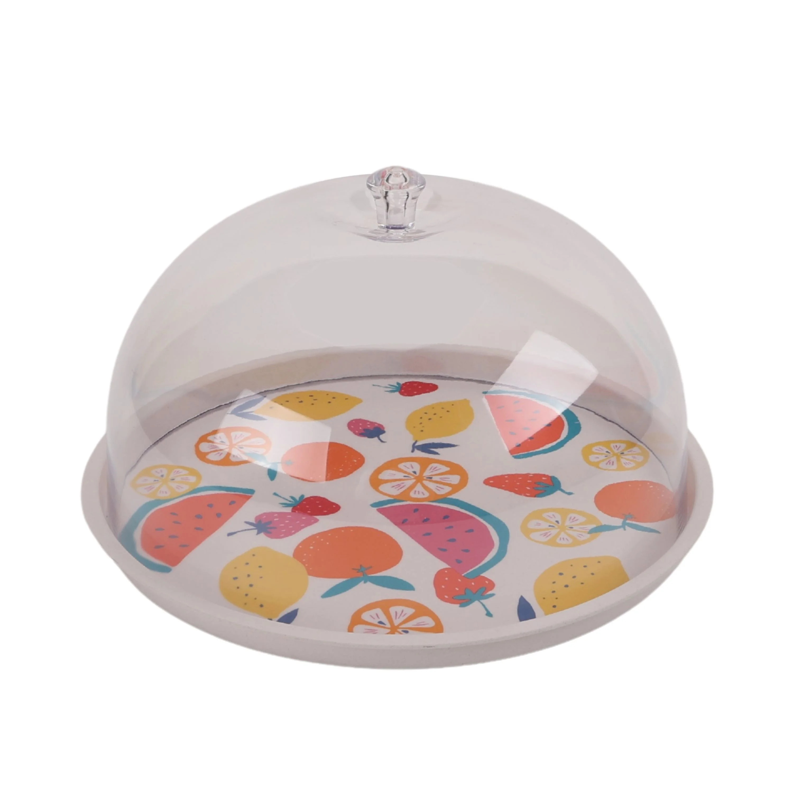 Mainstays Eco-Friendly Bamboo Melamine Round Plate with Dome, Fruit Pattern | Walmart (US)