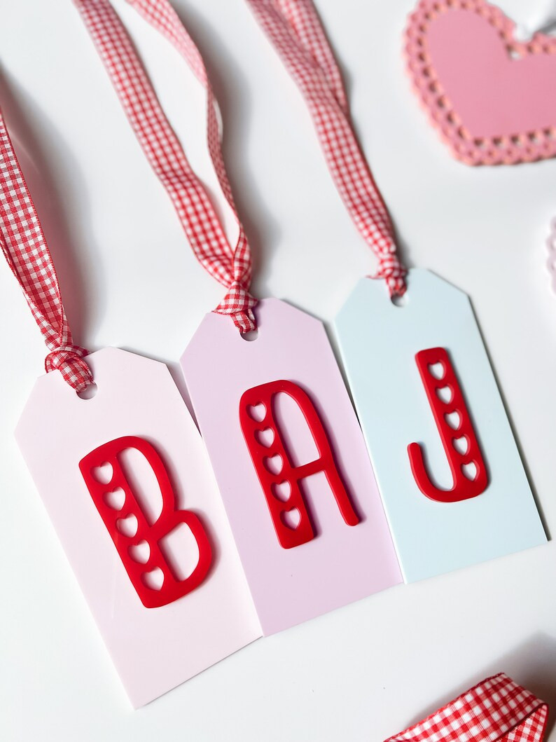 Personalized Name, Valentine's Day Gift Basket Gift Tag, Acrylic Gift Tag,Basket Marker, Heart Ta... | Etsy (US)