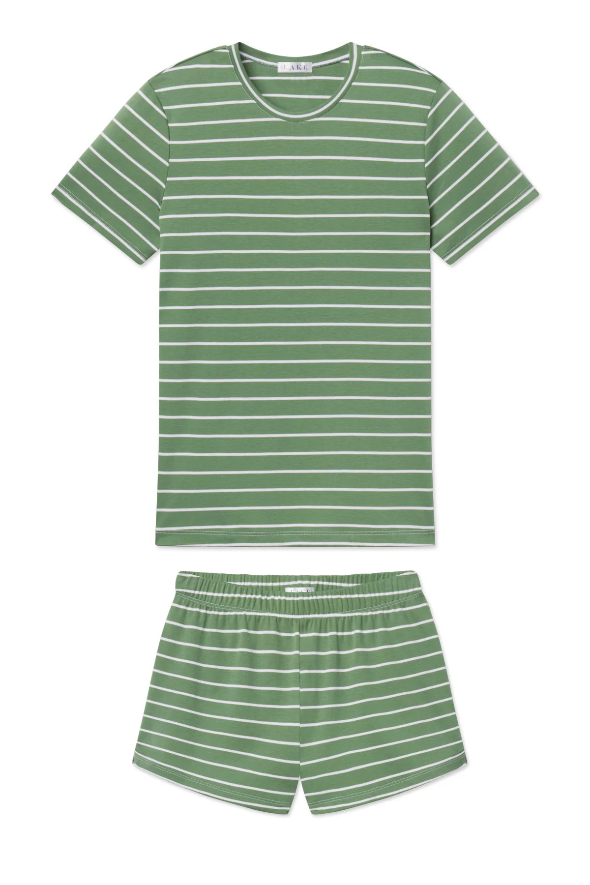 Pima Crew Shorts Set in Comfrey Club Stripe | Lake Pajamas