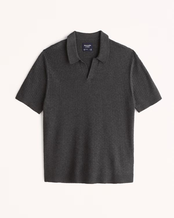 Men's Stitched Johnny Collar Sweater Polo | Men's Tops | Abercrombie.com | Abercrombie & Fitch (US)