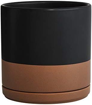 D'vine Dev Ceramic Planter Pot with Drainage Hole and Saucer, Indoor Cylinder Round Planter Pot, ... | Amazon (US)