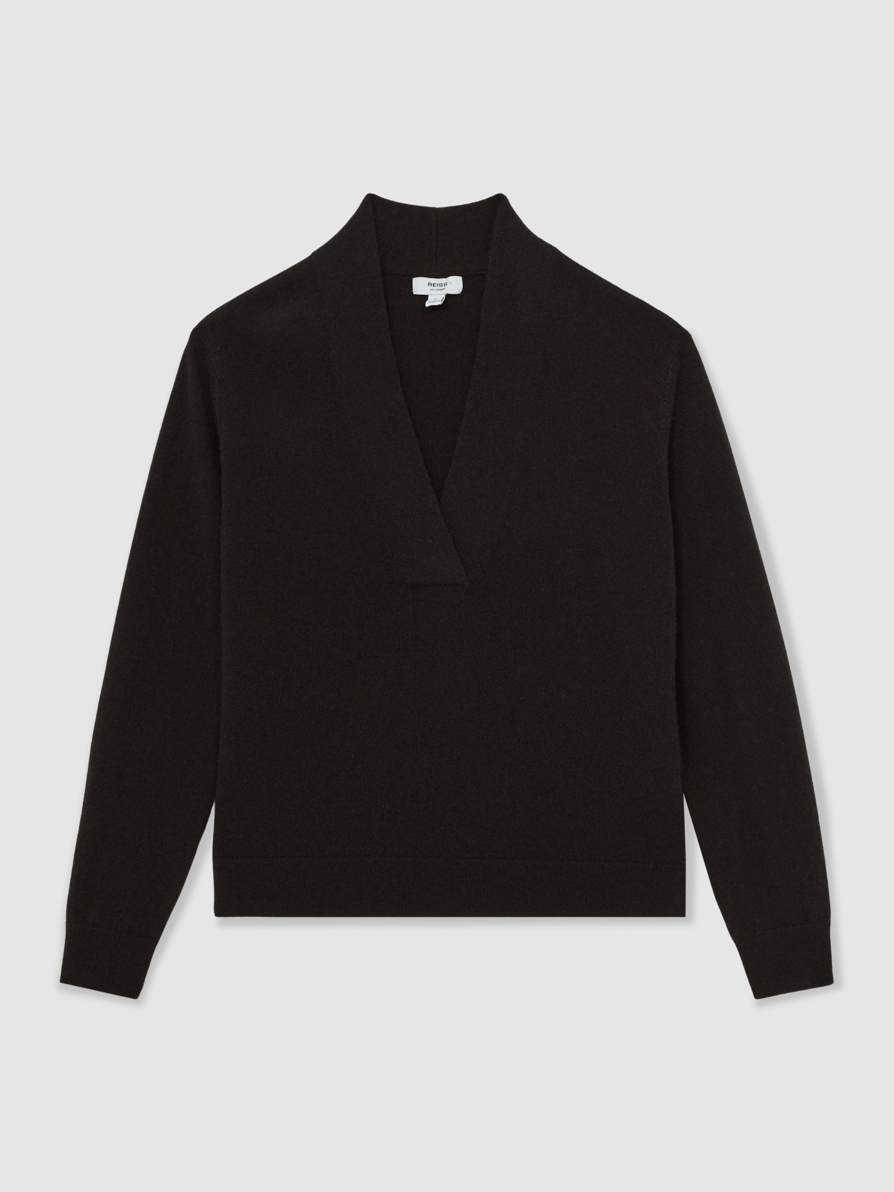 Reiss Reiss Chocolate Brown Mia Cashmere V-Neck Jumper | Next US