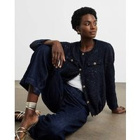 Joanna Hope Boucle Bomber Jacket Navy - Joanna Hope - Size: 26 | JD Williams (UK)