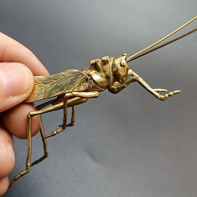Handmade Brass Simulation Tea Pet Grasshopper Sculpture/Living Room Bedroom Study Small Ornament | Etsy (US)