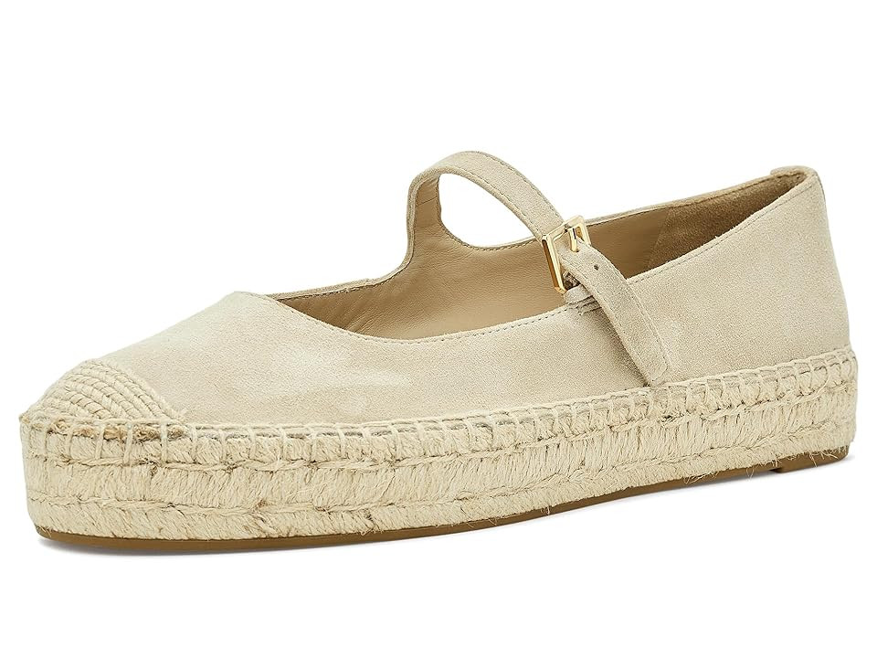 Lauren Ralph Lauren Luize Suede Mary Jane Espadrille Women's Flat Shoes Birch Tan : 7 B - Medium | Zappos