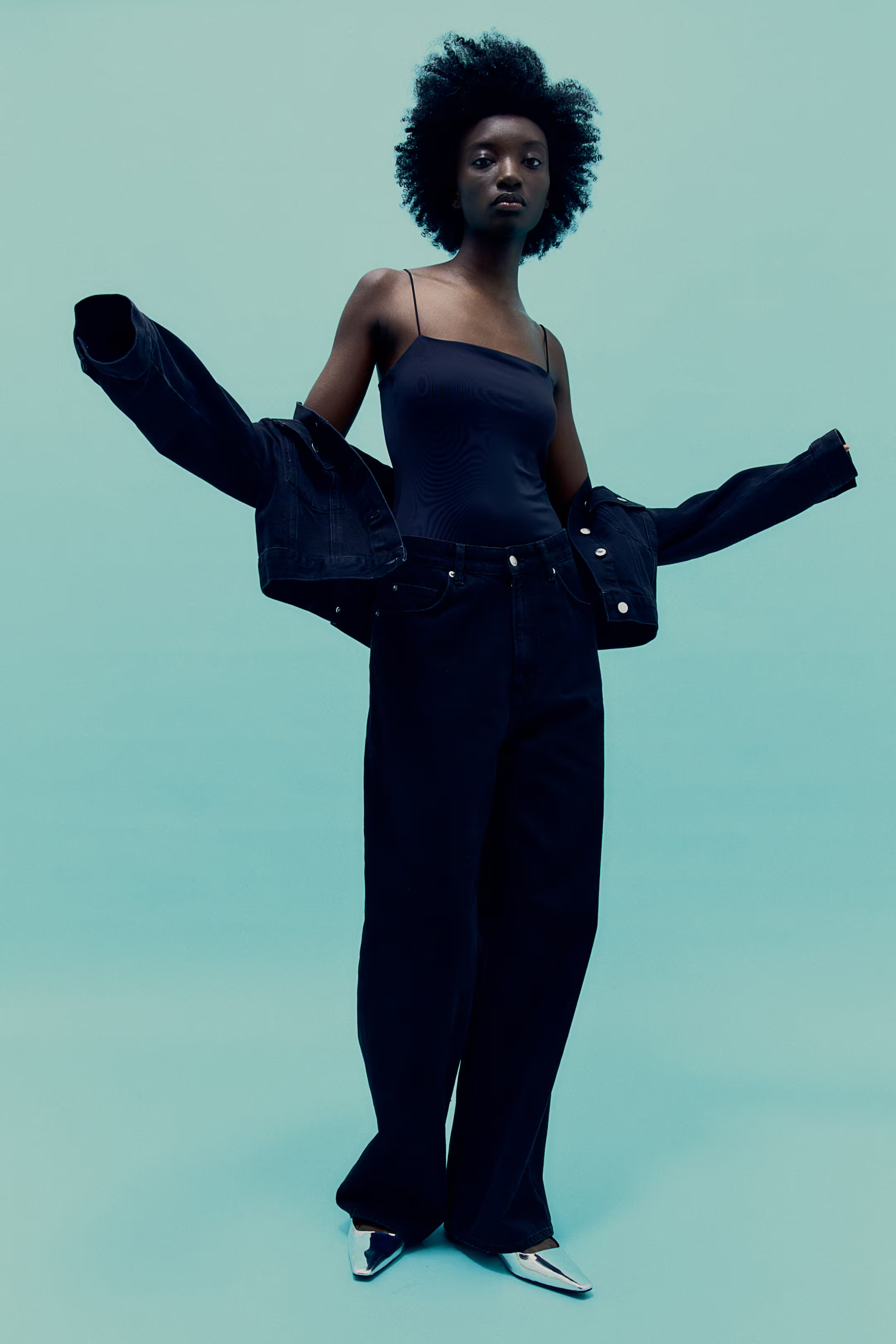 Bodysuit with Extra-narrow Shoulder Straps - Square Neckline - Sleeveless - Black - Ladies | H&M ... | H&M (US + CA)