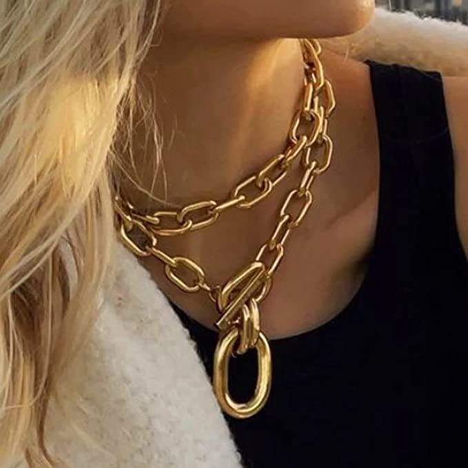 Gold Paperclip Choker Necklaces OT Toggle Clasp Necklace for Women and Girls Nightclip Jewelry Se... | Amazon (US)