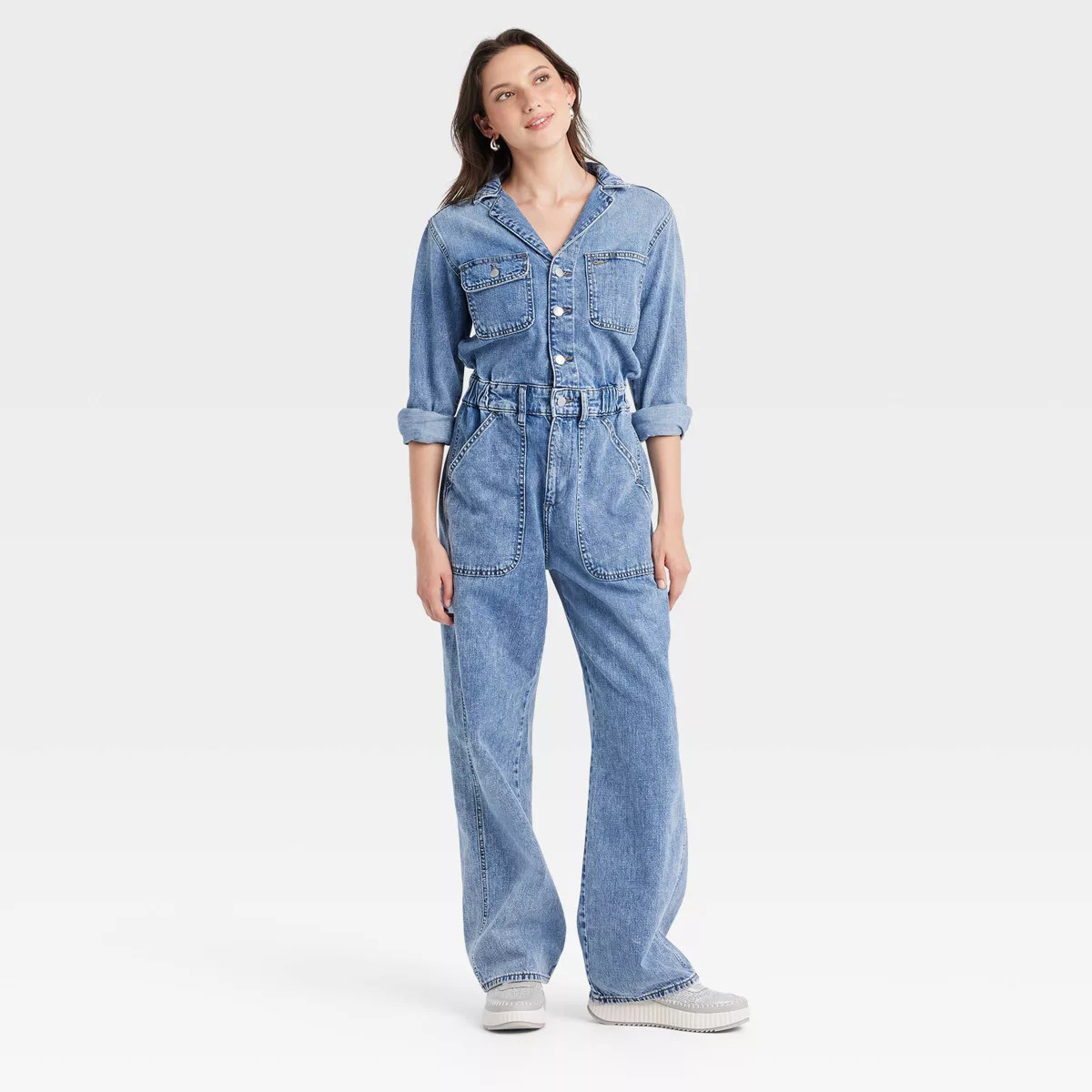Women's Long Sleeve Utility Baggy Denim Jumpsuit - Universal Thread™ | Target