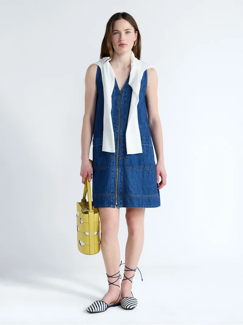 Free Assembly Women's and Women's Plus Sleeveless Denim A Line Mini Dress, Sizes XS-4X | Walmart (US)