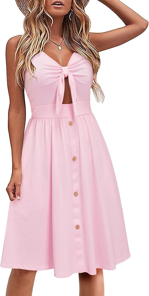 VOTEPRETTY Women's Summer Dresses Spring Sundresses Beach Clothes Outfit Vacation 2024 V Neck Cas... | Amazon (US)