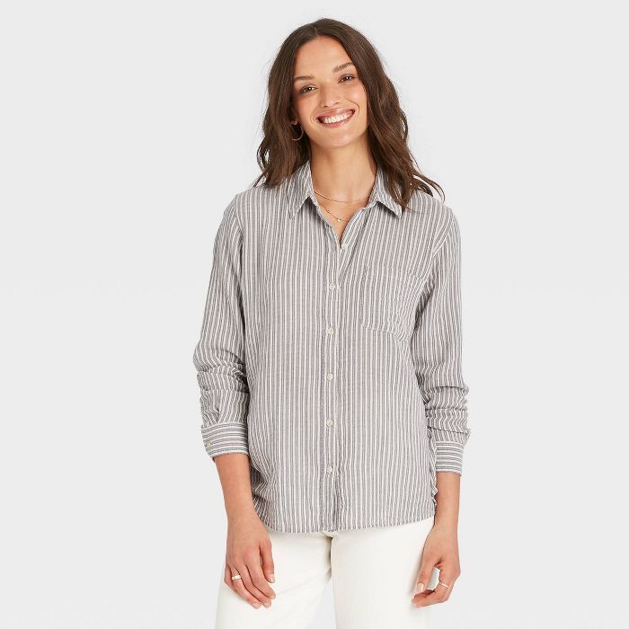 Women's Long Sleeve Gauze Button-Down Shirt - Universal Thread™ | Target