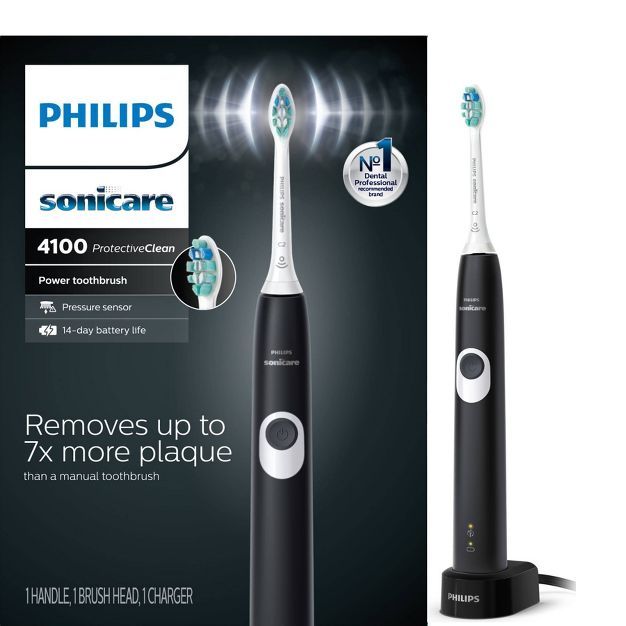 Philips Sonicare Protective Clean 4100 Plaque Control Rechargeable Electric Toothbrush - Black - ... | Target