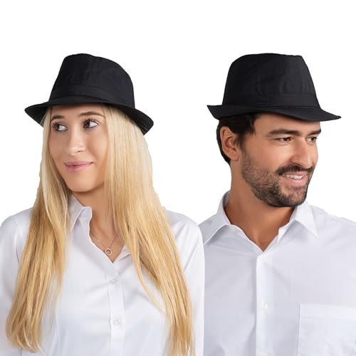 Dress Up America Fedora Hat - Black Fedora for Men and Women - Trilby Costume Hat for Adults - Available in Black and White | Amazon (US)