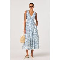 ASTR the Label | Emmery Floral Wrap Midi Dress in Blue floral |  Size S | ASTR The Label (US)