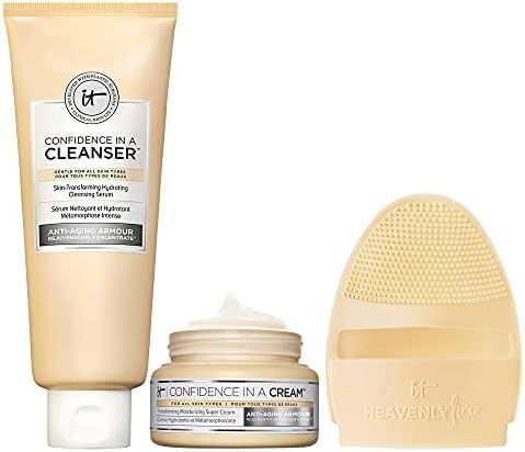 IT Cosmetics Cleanse & Hydrate Set - Includes Confidence in a Cream (2 oz), Confidence in a Clean... | Amazon (US)