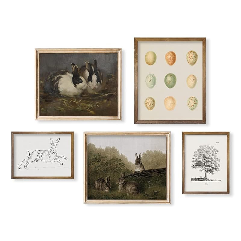 Spring Easter Bunny Wall Art - Vintage Rabbit Poster Print - Rustic French Country Decor - Modern... | Amazon (US)