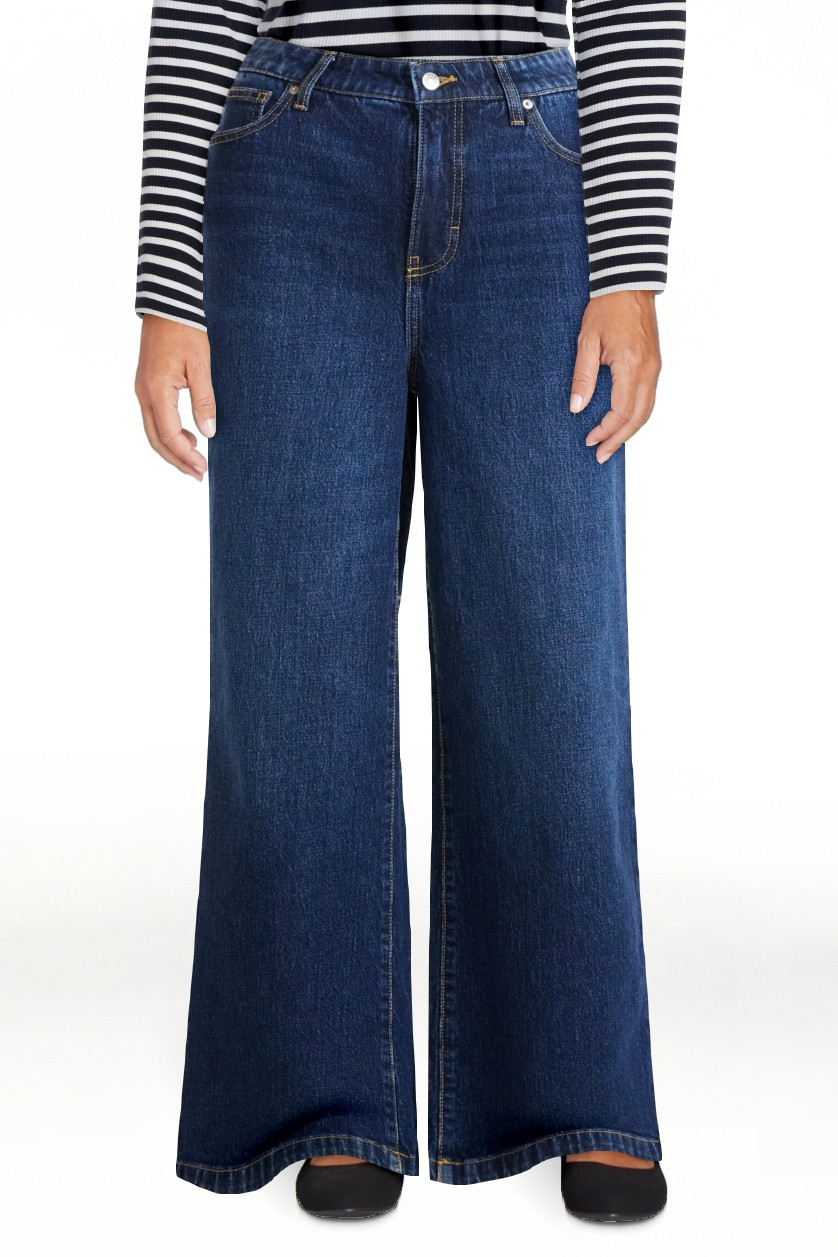Free Assembly Women's High Rise Full Length Wide Leg Jeans, 30" Inseam, Sizes 0-26W | Walmart (US)