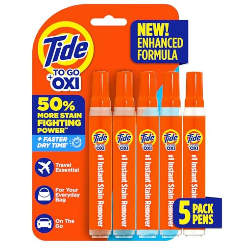 Tide Stain Remover for Clothes, Tide To Go Pen, Instant Stain Remover for Clothes, Travel & Pocket Size, 5 Count (Pack of 1) | Amazon (US)