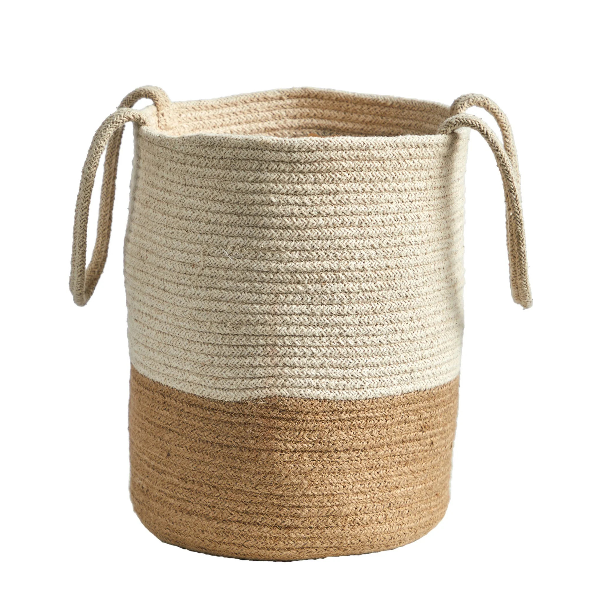 12” Handmade Natural Cotton Woven Planter | Nearly Natural | Nearly Natural