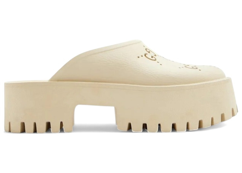 Gucci Platform Perforated G Sandal Rubber (Women's) Sneakers in White | StockX