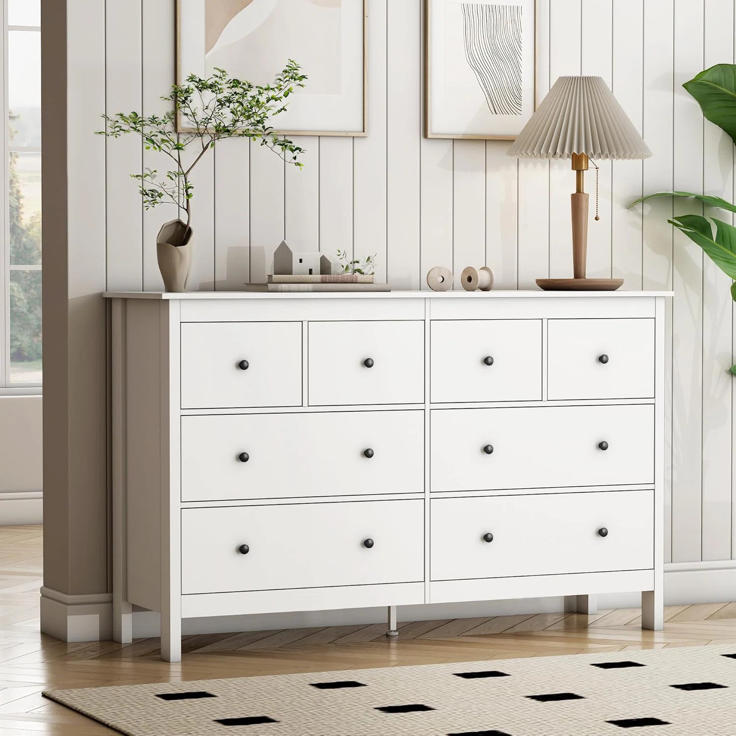 50" Modern White Dressers& Chests of Drawers, 8 Drawer Wide Dresser for Bedroom, Living Room | Wayfair North America