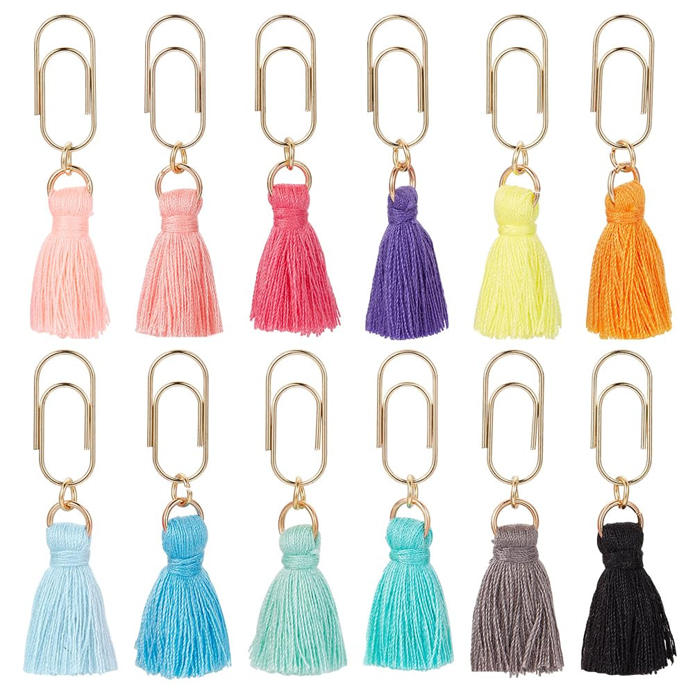 OLYCRAFT 12pcs Cotton Tassel Charm Paper Clips 1.9 Inch Mixed Mini Paperclips With Metal Journali... | Amazon (US)