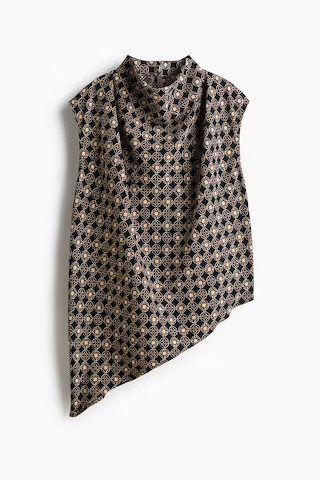 H & M - Asymmetric Top - Black/Patterned | H&M (US, CA, MX)