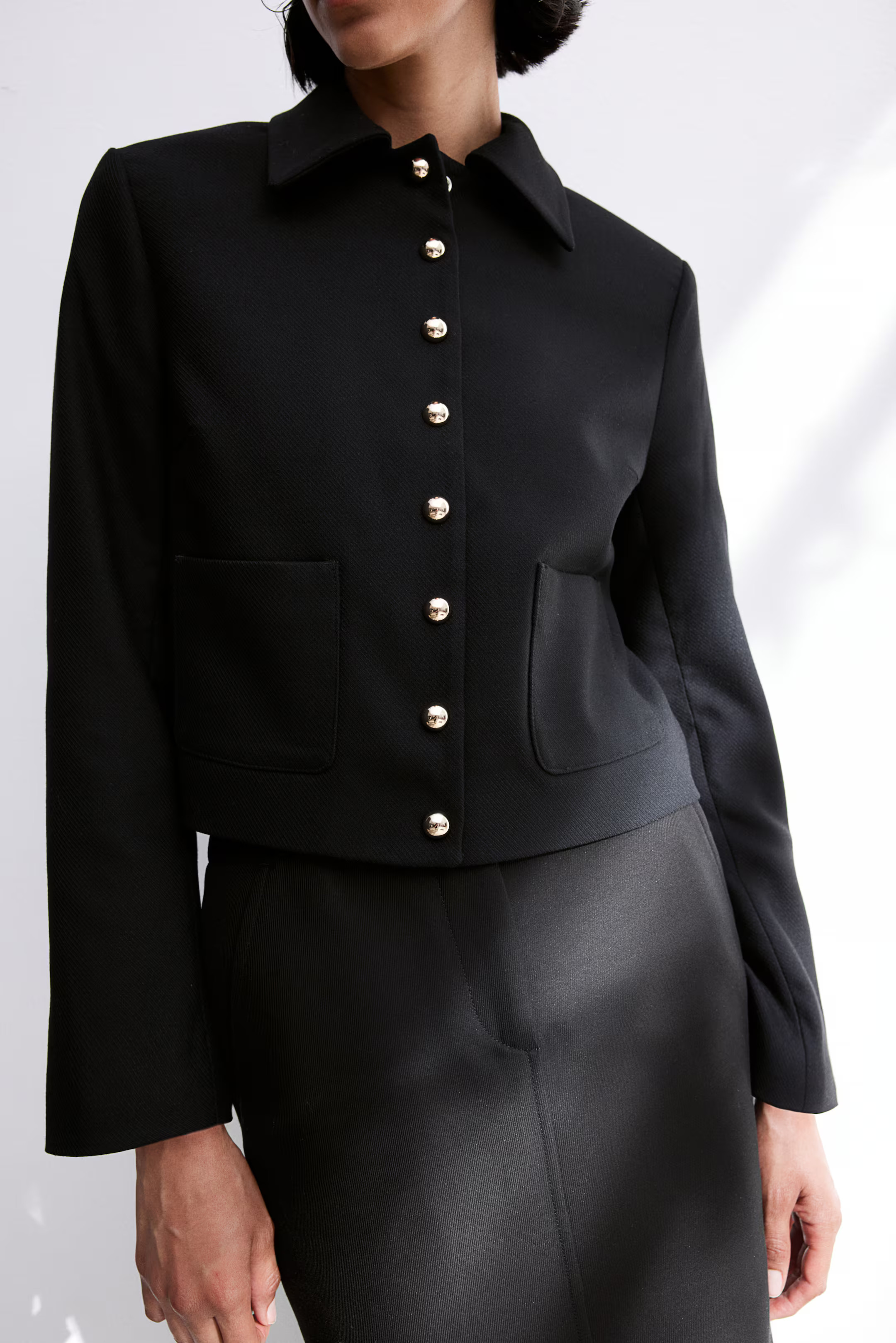 Twill Jacket - Long sleeve - Regular length - Black - Ladies | H&M US | H&M (US + CA)