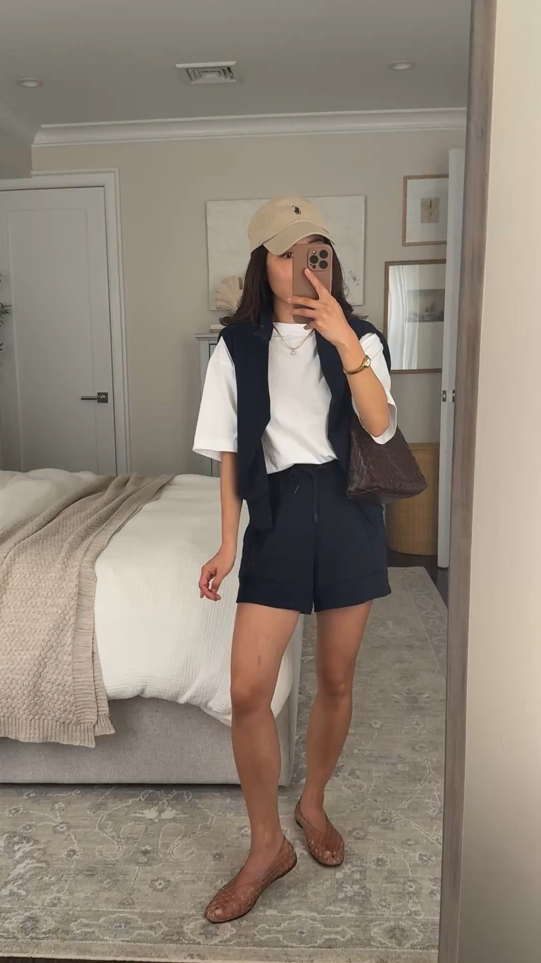 Sizing below! Fave luxe lounge set
• Madewell boxy tee xxs. Also linked a great one from J.Crew that is slightly less oversized ￼
• Varley shorts xxs, petite friendly.
• Varley sweatshirt xxs - so soft and luxe feeling. Navy hides stains for mom life and is good for all 4 seasons
• Dolce Vita jelly flats size 5, size down if you're a half size 
• Anthropologie woven shoulder bag
• Polo hat

Travel outfit, school drop off, easy mom style, matching sets

#LTKPetite #LTKmomlife #LTKTravel