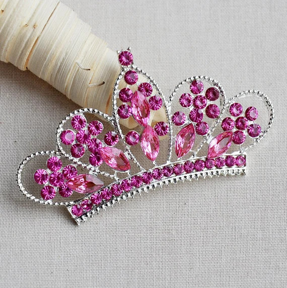 Rhinestone Button Embellishment Fuchsia Hot Pink Crystal TIARA - Etsy | Etsy (US)