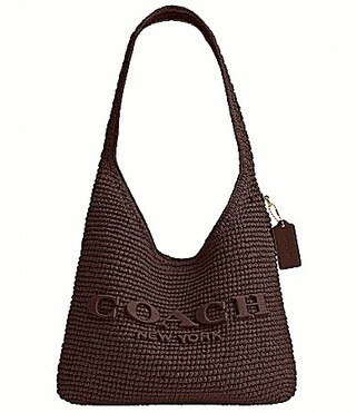 COACH Brooklyn 28 Straw Shoulder Bag - Maple | Dillard's