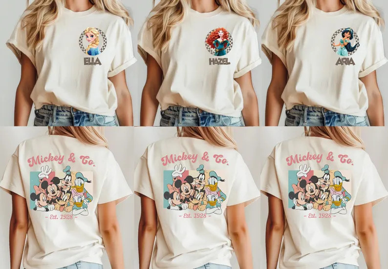 Retro Custom Mickey & Friends Shirt, Disney Vacation Shirt, Checkered Magic Kingdom Family Matchi... | Etsy (US)